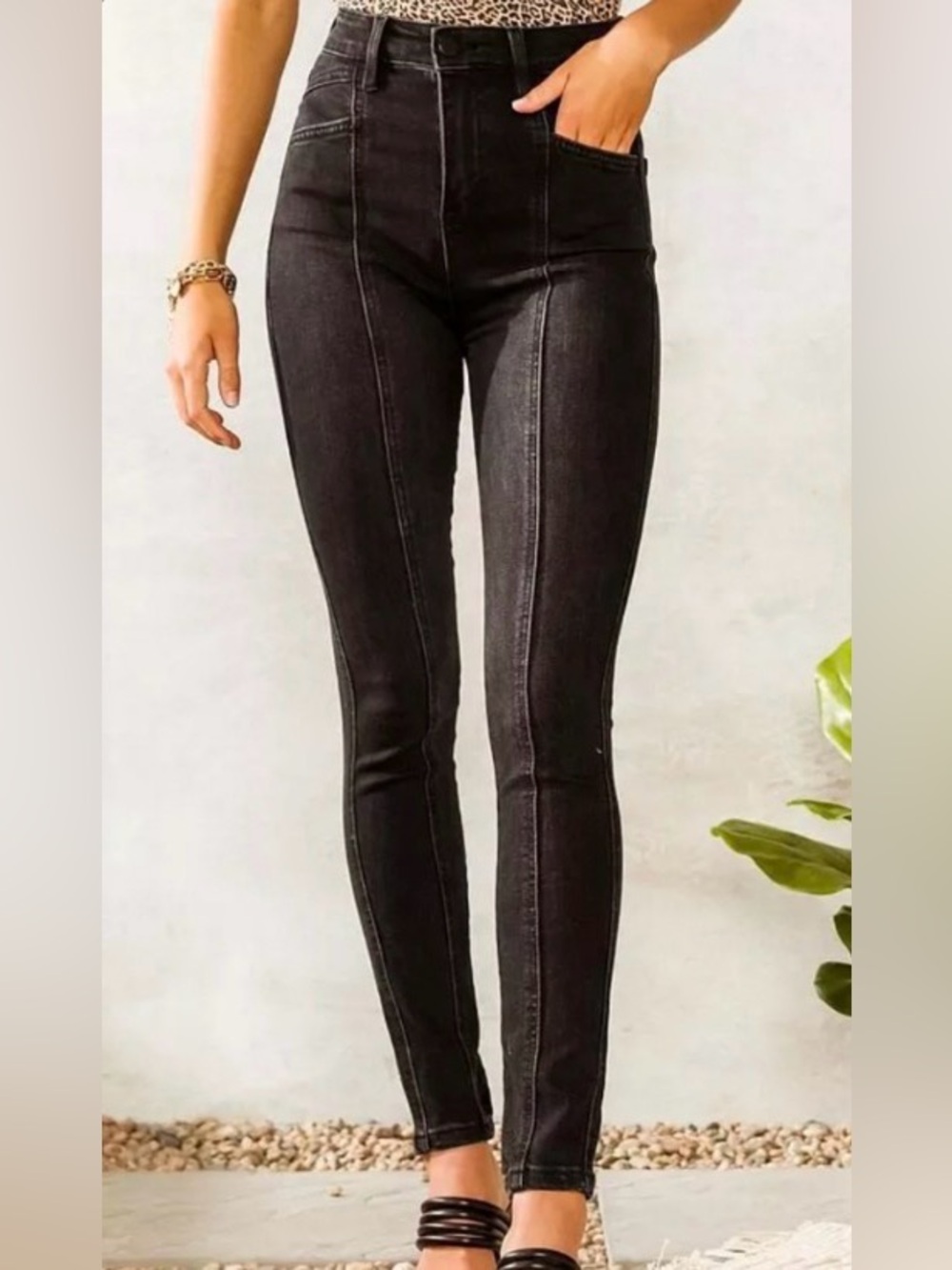 Flying Monkey Ultra High Rise Skinny Front Seam Jeans Black Size 28